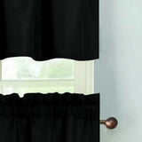 RT Designers Collection 100% Polyester Gibson Solid 3 Piece Kitchen Curtains Valance & Tiers Set 54" x 18" Black