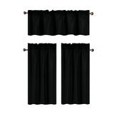 RT Designers Collection 100% Polyester Gibson Solid 3 Piece Kitchen Curtains Valance & Tiers Set 54" x 18" Black