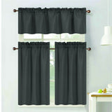 RT Designers Collection 100% Polyester Gibson Solid 3 Piece Kitchen Curtains Valance & Tiers Set 54" x 18" Charcoal