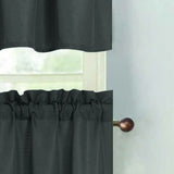 RT Designers Collection 100% Polyester Gibson Solid 3 Piece Kitchen Curtains Valance & Tiers Set 54" x 18" Charcoal
