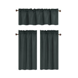 RT Designers Collection 100% Polyester Gibson Solid 3 Piece Kitchen Curtains Valance & Tiers Set 54" x 18" Charcoal