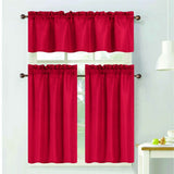 RT Designers Collection 100% Polyester Gibson Solid 3 Piece Kitchen Curtains Valance & Tiers Set 54" x 18" Red