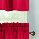 RT Designers Collection 100% Polyester Gibson Solid 3 Piece Kitchen Curtains Valance & Tiers Set 54" x 18" Red