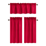 RT Designers Collection 100% Polyester Gibson Solid 3 Piece Kitchen Curtains Valance & Tiers Set 54" x 18" Red