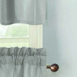 RT Designers Collection 100% Polyester Gibson Solid 3 Piece Kitchen Curtains Valance & Tiers Set 54" x 18" Silver