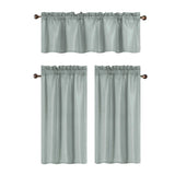 RT Designers Collection 100% Polyester Gibson Solid 3 Piece Kitchen Curtains Valance & Tiers Set 54" x 18" Silver