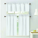 RT Designers Collection 100% Polyester Gibson Solid 3 Piece Kitchen Curtains Valance & Tiers Set 54" x 18" White