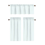 RT Designers Collection 100% Polyester Gibson Solid 3 Piece Kitchen Curtains Valance & Tiers Set 54" x 18" White
