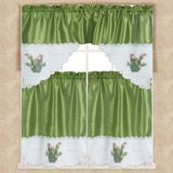 RT Designer's Collection 3 Piece Set Adds Charm Any Kitchen Decor Monarch Cactus Kitchen Curtain 52" x 18" Sage