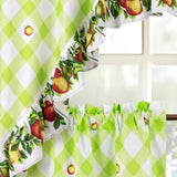 RT Designers Collection Polyester Ruffle 3Piece Apple Printed Kitchen Curtains Tier & Swag Set 60" x 36" Muticolor