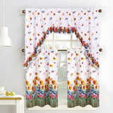 RT Designers Collection Polyester Ruffle 3Piece Sunflower Printed Kitchen Curtains Tier & Swag Set 60" x 36" Muticolor
