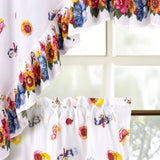 RT Designers Collection Polyester Ruffle 3Piece Sunflower Printed Kitchen Curtains Tier & Swag Set 60" x 36" Muticolor