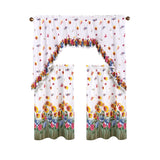 RT Designers Collection Polyester Ruffle 3Piece Sunflower Printed Kitchen Curtains Tier & Swag Set 60" x 36" Muticolor