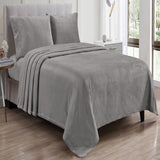 Plazatex Kansas Wrinkle Resistant Ultra Soft Solid Premium All Season Bed Sheet Set Dark Grey