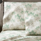 Shavel 100% Polyester Luxury Micro Flannel Printed Deep-Pocket Maple Leaves Sheet With Pillowcase Set Tan