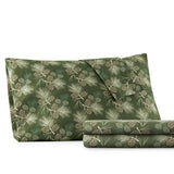 Shavel 100% Polyester Luxury Micro Flannel Printed Deep-Pocket Pines Sheet With Pillowcase Set Green