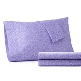 Shavel 100% Polyester Luxury Micro Flannel Printed Deep-Pocket Traditions Lilac Sheet With Pillowcase Set Purple