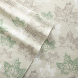 Shavel 100% Polyester Luxury Micro Flannel Printed Deep-Pocket Maple Leaves Sheet With Pillowcase Set Tan