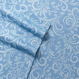 Shavel 100% Polyester Luxury Micro Flannel Printed Deep-Pocket Traditionsbell Sheet With Pillowcase Set Blue