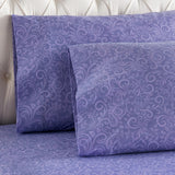 Shavel 100% Polyester Luxury Micro Flannel Printed Deep-Pocket Traditions Lilac Sheet With Pillowcase Set Purple