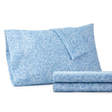 Shavel 100% Polyester Luxury Micro Flannel Printed Deep-Pocket Traditionsbell Sheet With Pillowcase Set Blue