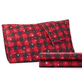 Shavel 100% Polyester Luxury Micro Flannel Printed Deep-Pocket Buffalo Check Snowflakes Sheet With Pillowcase Set Red