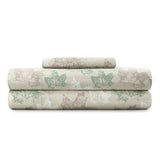 Shavel 100% Polyester Luxury Micro Flannel Printed Deep-Pocket Maple Leaves Sheet With Pillowcase Set Tan