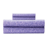 Shavel 100% Polyester Luxury Micro Flannel Printed Deep-Pocket Traditions Lilac Sheet With Pillowcase Set Purple