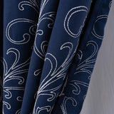 RT Designer Collection Kimber Embroidered Blackout Luxurious Decorative Grommet Curtain Panel Navy