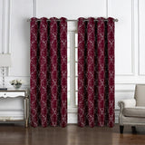RT Designer Collection Kimber Embroidered Blackout Luxurious Decorative Grommet Curtain Panel Burgundy