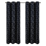 RT Designer Collection Luciana Embroidered Blackout Luxurious Decorative Grommet Curtain Panel Black