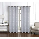 RT Designer Collection Lilian Embroidered Blackout Luxurious Decorative Grommet Curtain Panel Silver