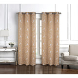 RT Designer Collection Lilian Embroidered Blackout Luxurious Decorative Grommet Curtain Panel Taupe
