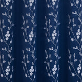RT Designer Collection Lilian Embroidered Blackout Luxurious Decorative Grommet Curtain Panel Navy