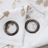 RT Designer Collection Lilian Embroidered Blackout Luxurious Decorative Grommet Curtain Panel White