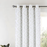 RT Designer Collection Heathrow Halo Foil Blackout Luxurious Decorative Grommet Curtain Panel 54" x 90" White