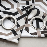 RT Designer Collection Rory Printed Blackout Luxurious Decorative Grommet Curtain Panel Black