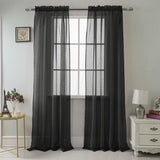 RT Designer Collection Celine Sheer Luxurious Modern Design Curtain Panel 54" x 84" Black