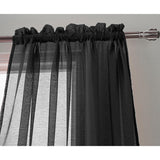 RT Designer Collection Celine Sheer Luxurious Modern Design Curtain Panel 54" x 84" Black