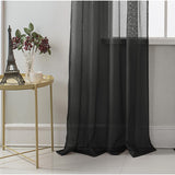 RT Designer Collection Celine Sheer Luxurious Modern Design Curtain Panel 54" x 84" Black