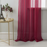 RT Designer Collection Celine Sheer Luxurious Modern Design Curtain Panel 54" x 84" Burgundy
