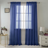 RT Designer Collection Celine Sheer Luxurious Modern Design Curtain Panel 54" x 84" Navy
