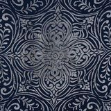 RT Designers Collection Helena Halo Foil Blackout Polyester Window Curtain Grommet Panel 52" x 84" Navy