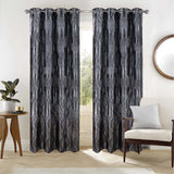 RT Designer Collection Hailey Halo Foil Blackout Grommet Curtain Panel 52" x 90" Black