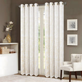 RT Designers Collection Brighton Foil Jacquard Polyester Window Curtain Grommet Panel 52" x 84" White/Gold