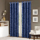 RT Designers Collection Brighton Foil Jacquard Polyester Window Curtain Grommet Panel 52" x 84" Navy
