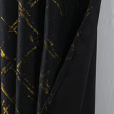 RT Designers Collection Soho Foil Jacquard Polyester Window Curtain Grommet Panel 52" x 90" Black