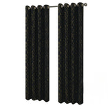 RT Designers Collection Soho Foil Jacquard Polyester Window Curtain Grommet Panel 52" x 90" Black