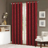 RT Designers Collection Soho Foil Jacquard Polyester Window Curtain Grommet Panel 52" x 90" Burgundy