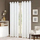 RT Designers Collection Bexley Foil Jacquard Polyester Window Curtain Grommet Panel 52" x 84" White/Silver